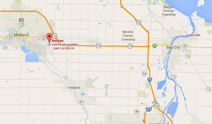 Map to Norkan Inc. in Midland, MI